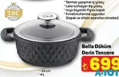 TAÇ BELLA DÖKÜM DERİN TENCERE 24 CM TAÇ BELLA DÖKÜM DERİN TENCERE 24 CM